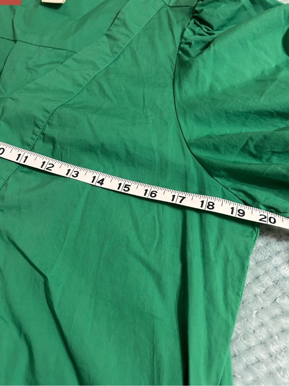Cynthia Rowley Green Puff-Sleeve Midi Dress - Picture 7 of 8